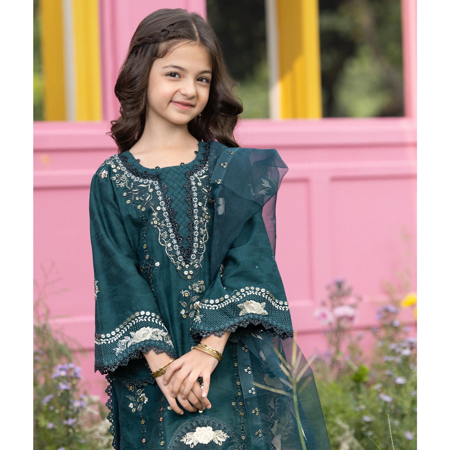 UMS-56 Janan Mother Daughter Chikenkari Jacquard Eid Edit by Simrans | Ready to Wear Asian Pakistani clothes
