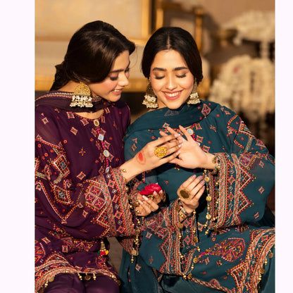 F-527 "Saj Dhaj" Embroidered Georgette Collection by Karma Collection