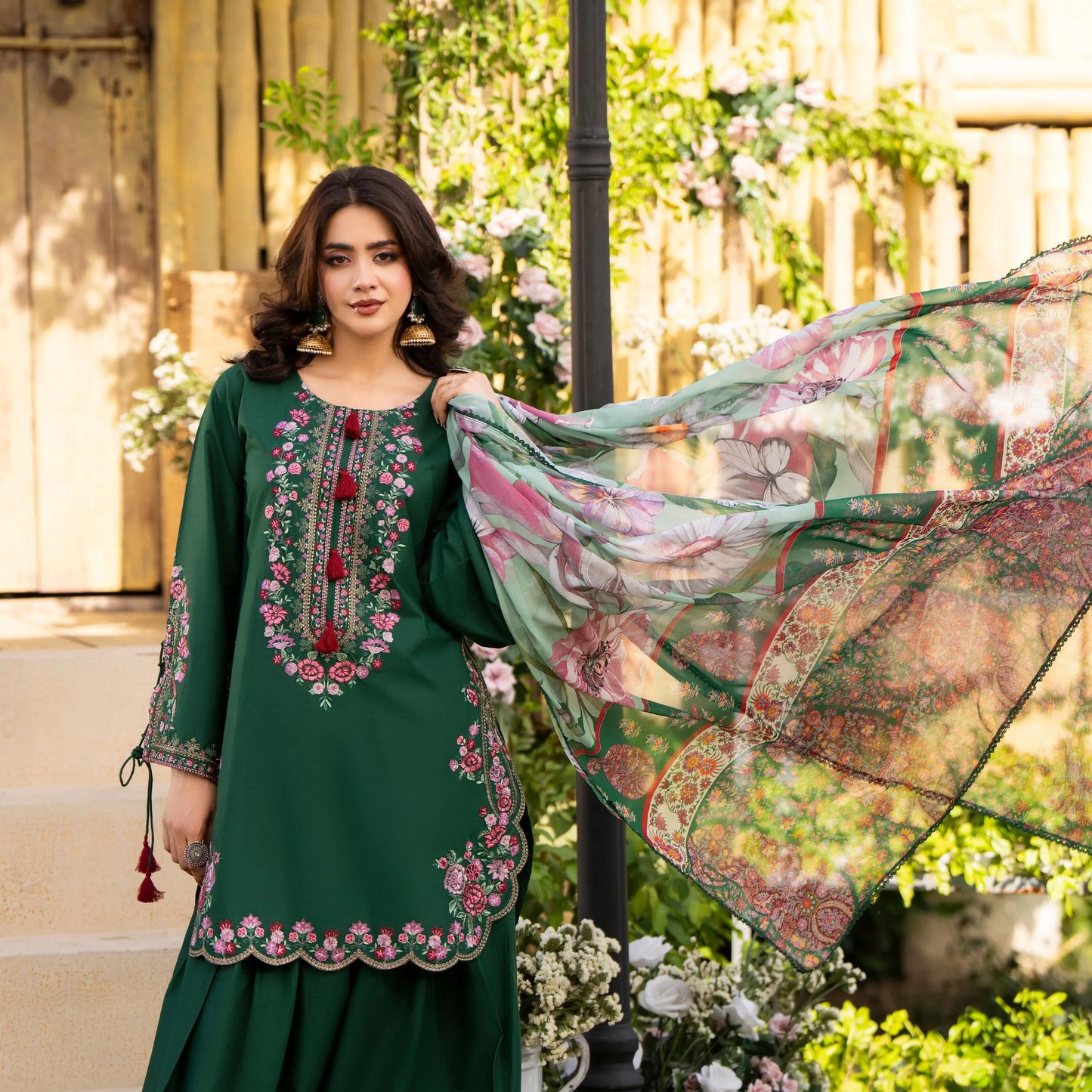 KC-1578 "Sunheri" Embroidered Festive Cambric Cotton Collection by Karma Collection