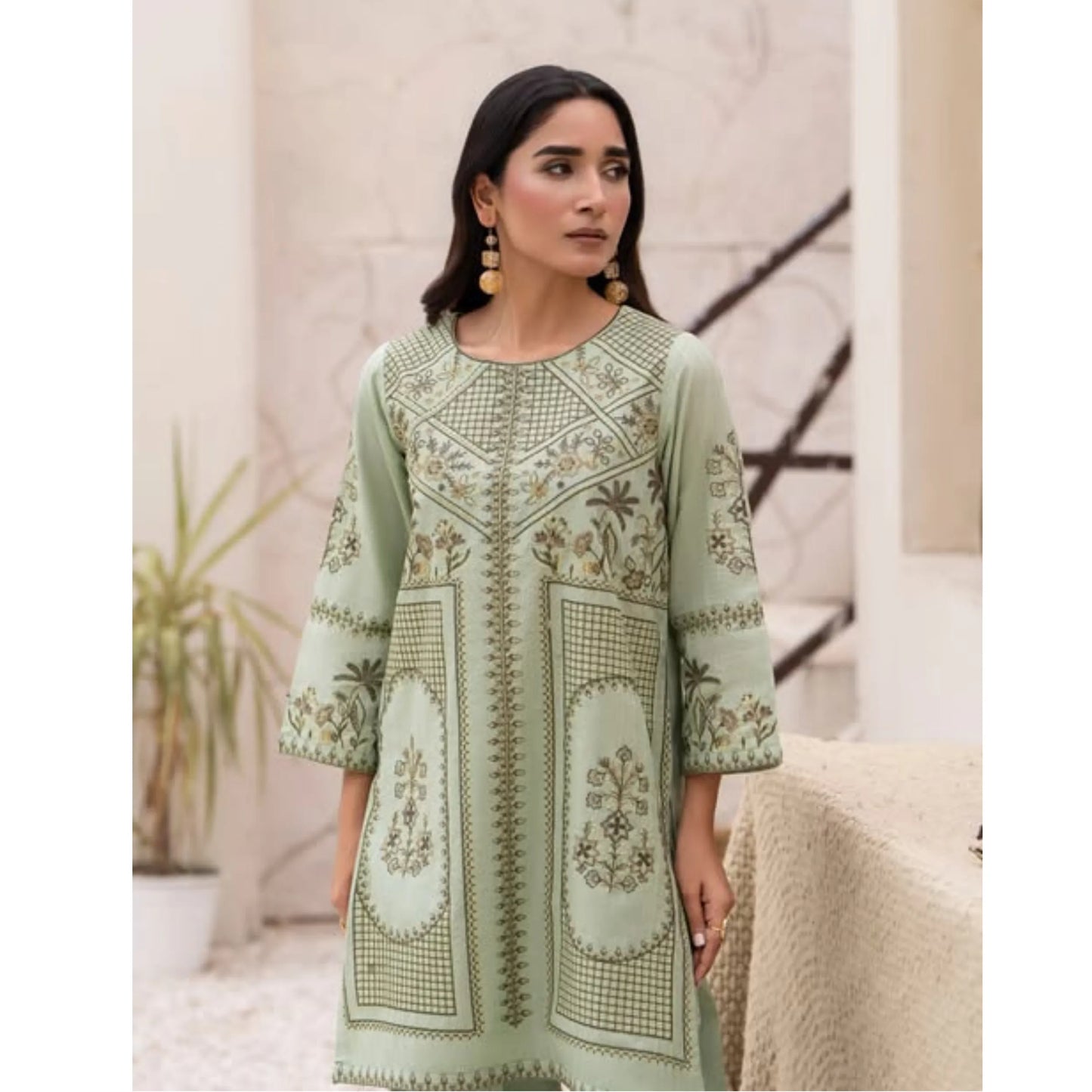 UA-273 Embroidered Cambric Cotton Co-Ord Set | Raniya.h
