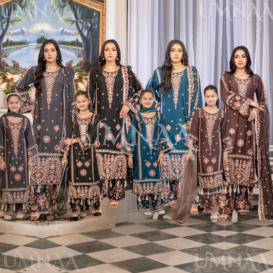 UA-171 Mother Daughter Embroidered Festive Visocse Collection by UMNAA