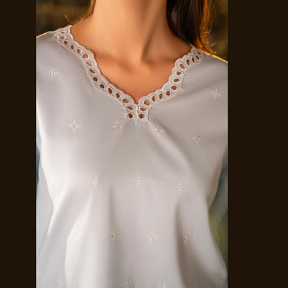 UCA-18 2 Pc Casual Cotton Farshi Shalwar Chikenkari Co-Ords Set | Ready to Wear | Casuallite