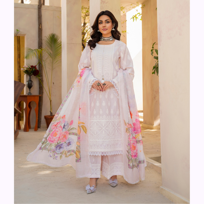 KC-1439 Embroidered Cambric Cotton Dress Ready to Wear 3 Pc - Karma Collection