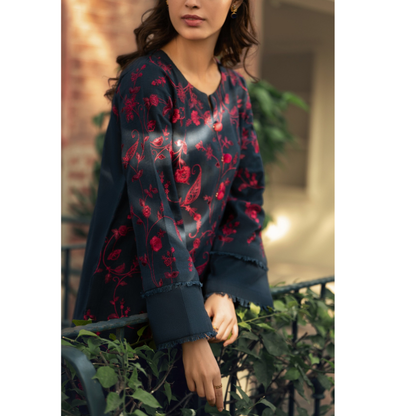 UCA-33 "Shadows" Embroidered Khaddar with Wool Shawl Winter Collection by Casuallite