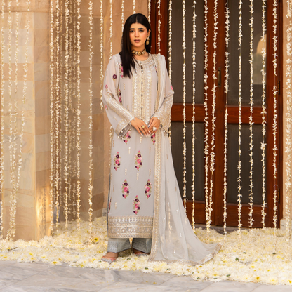 F-496 "Hayat" Embroidered Georgette Chiffon 3 Pc Collection