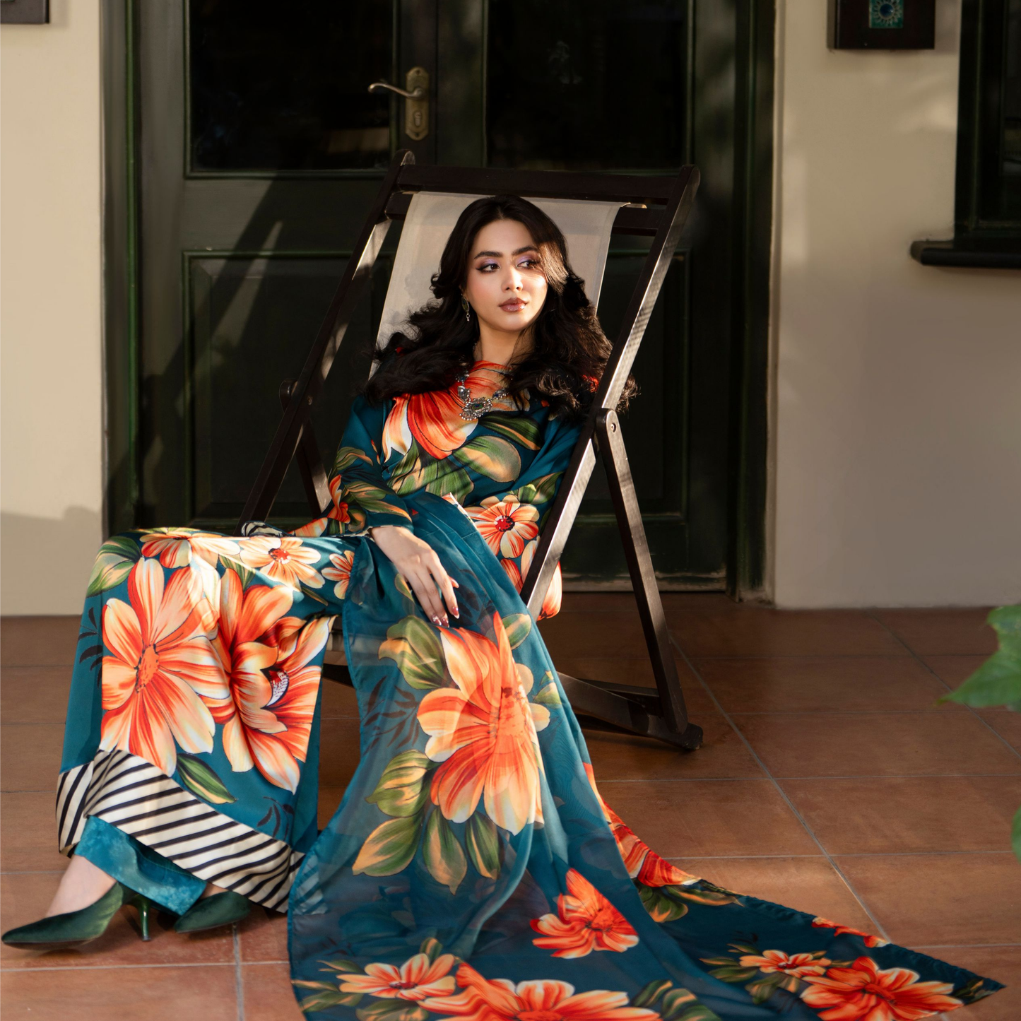 "Eliana" Embroidered Printed Shamooz Silk by Karma Collection | Asian Clothes | Eid