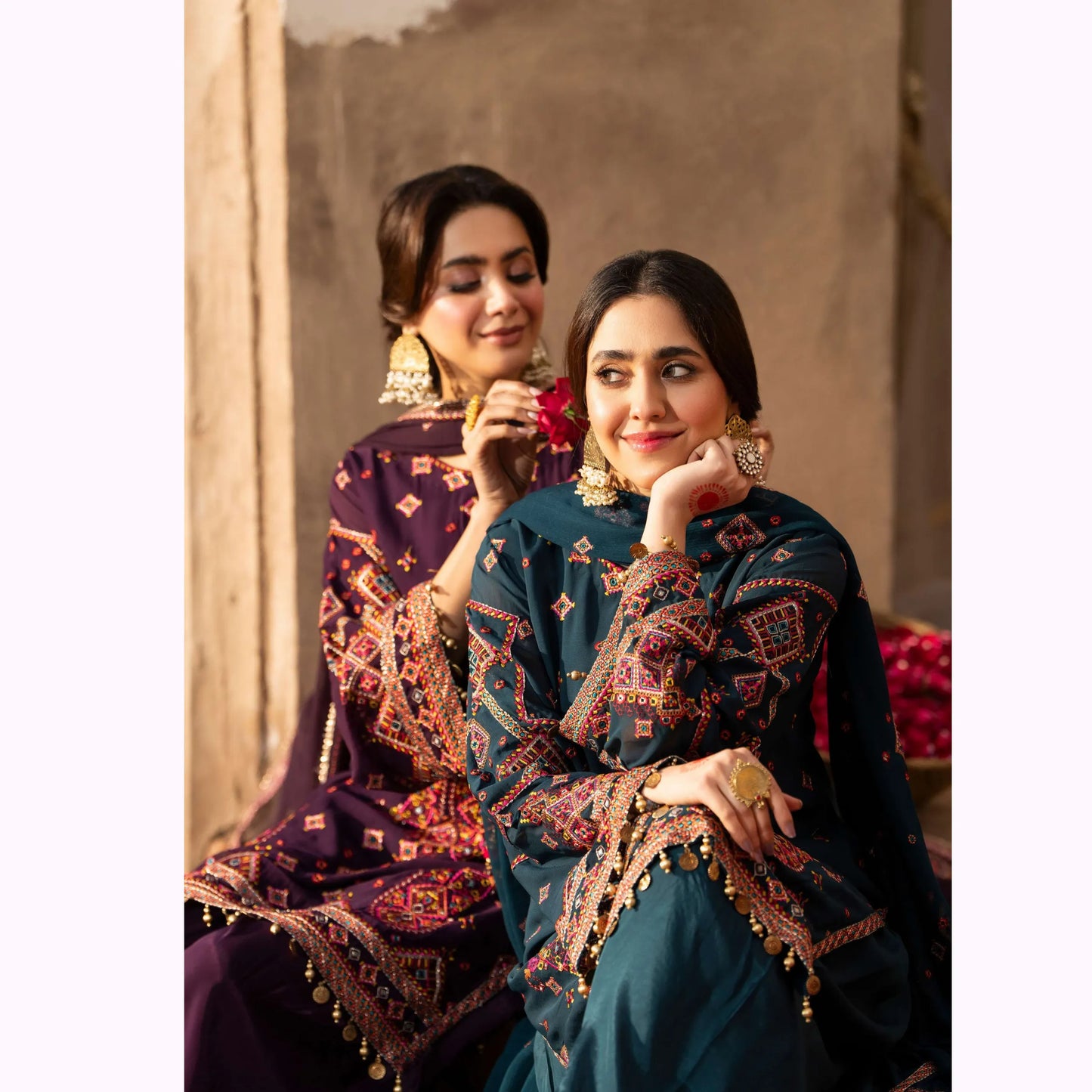 F-527 "Saj Dhaj" Embroidered Georgette Collection by Karma Collection