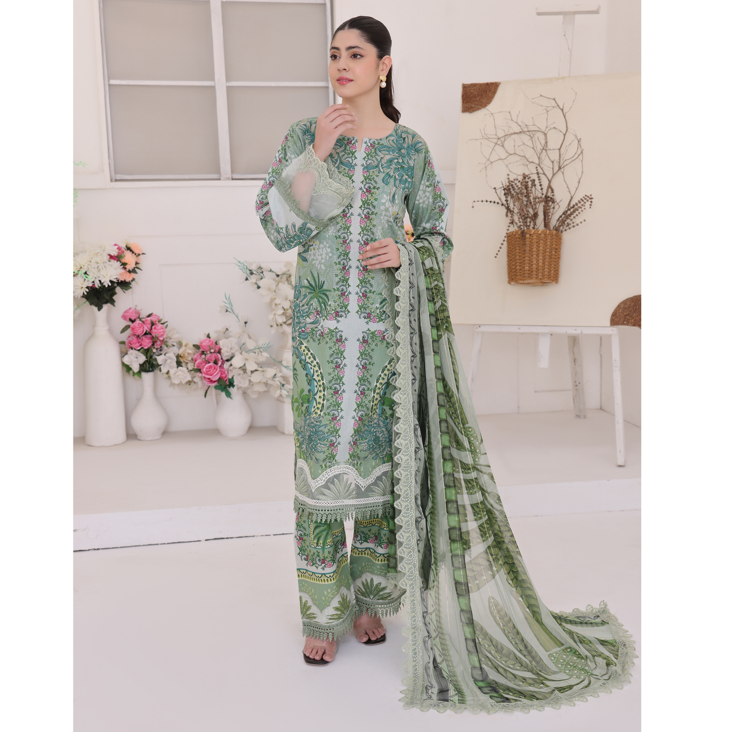UA-94 3 Pc Embroidered Printed Summer Lawn | Ready to Wear | Umnaa