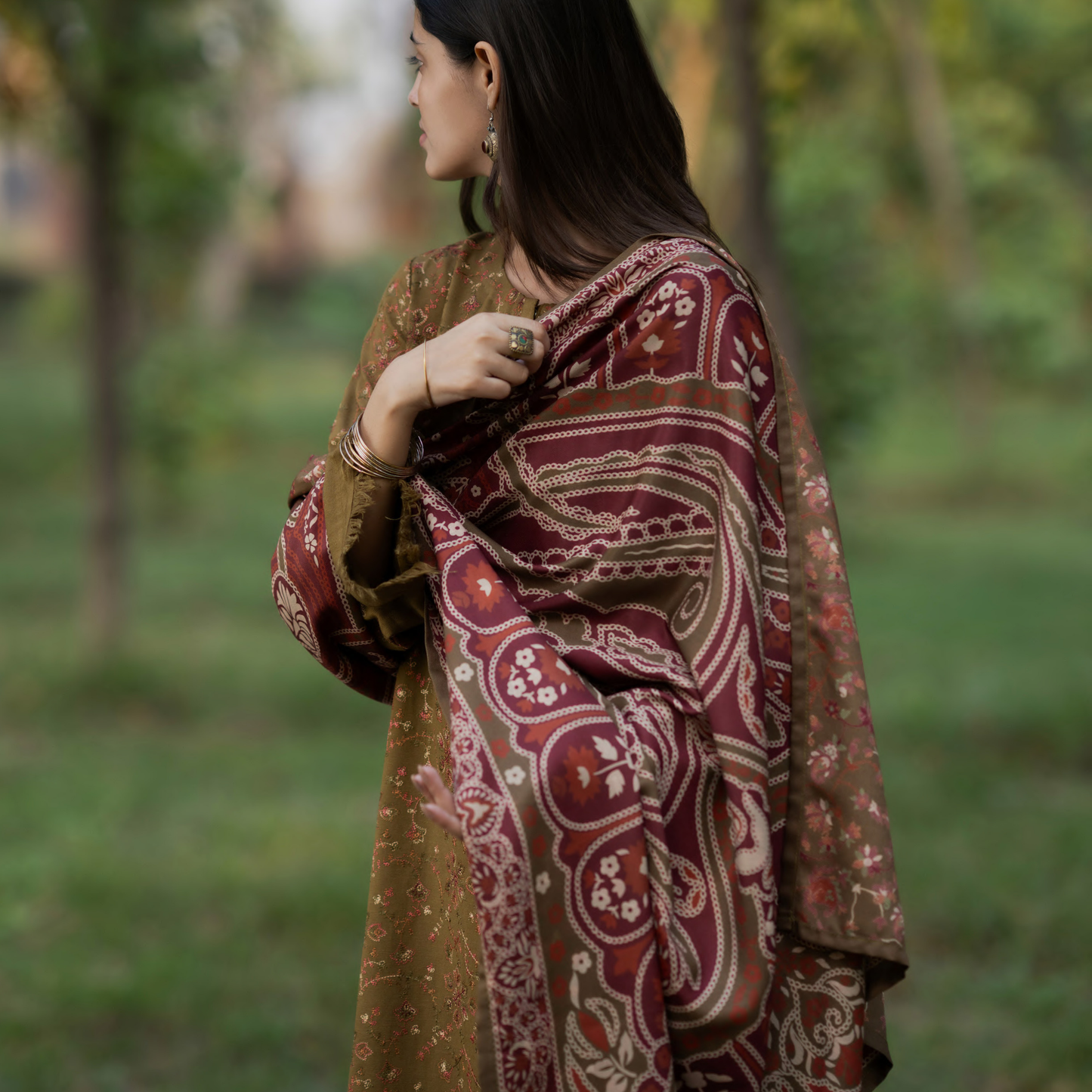 UCA-32 "Khunki" Embroidered Dhanak with Pashmina Wool Shawl Winter Collection by Casuallite