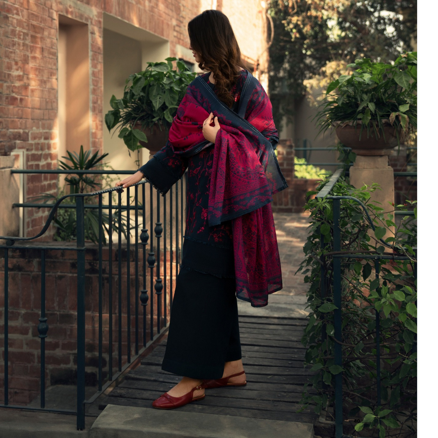 UCA-33 "Shadows" Embroidered Khaddar with Wool Shawl Winter Collection by Casuallite