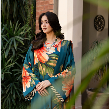 "Eliana" Embroidered Printed Shamooz Silk by Karma Collection | Asian Clothes | Eid