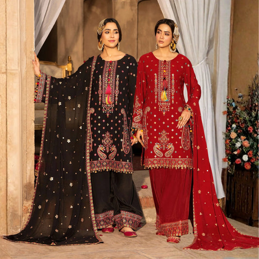 F-522 "Saj Dhaj" Embroidered Georgette Collection by Karma Collection