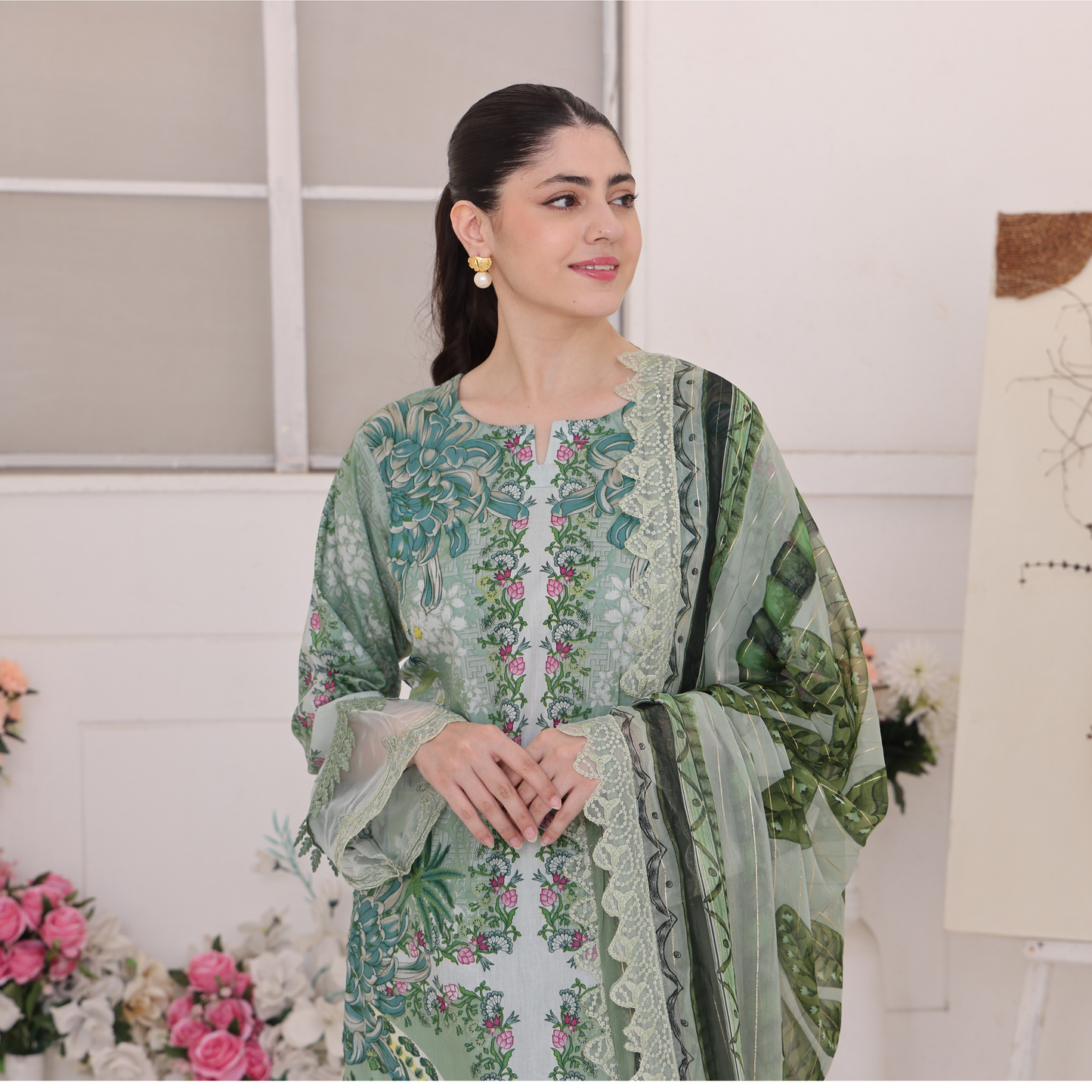 UA-94 3 Pc Embroidered Printed Summer Lawn | Ready to Wear | Umnaa