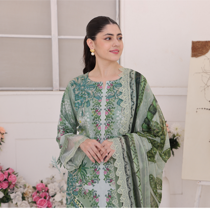 UA-94 3 Pc Embroidered Printed Summer Lawn | Ready to Wear | Umnaa