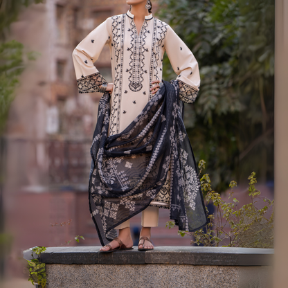 UCA-15 3 Pc Embroidered Cambric Cotton Ready to Wear Eid Collection by Casuallite