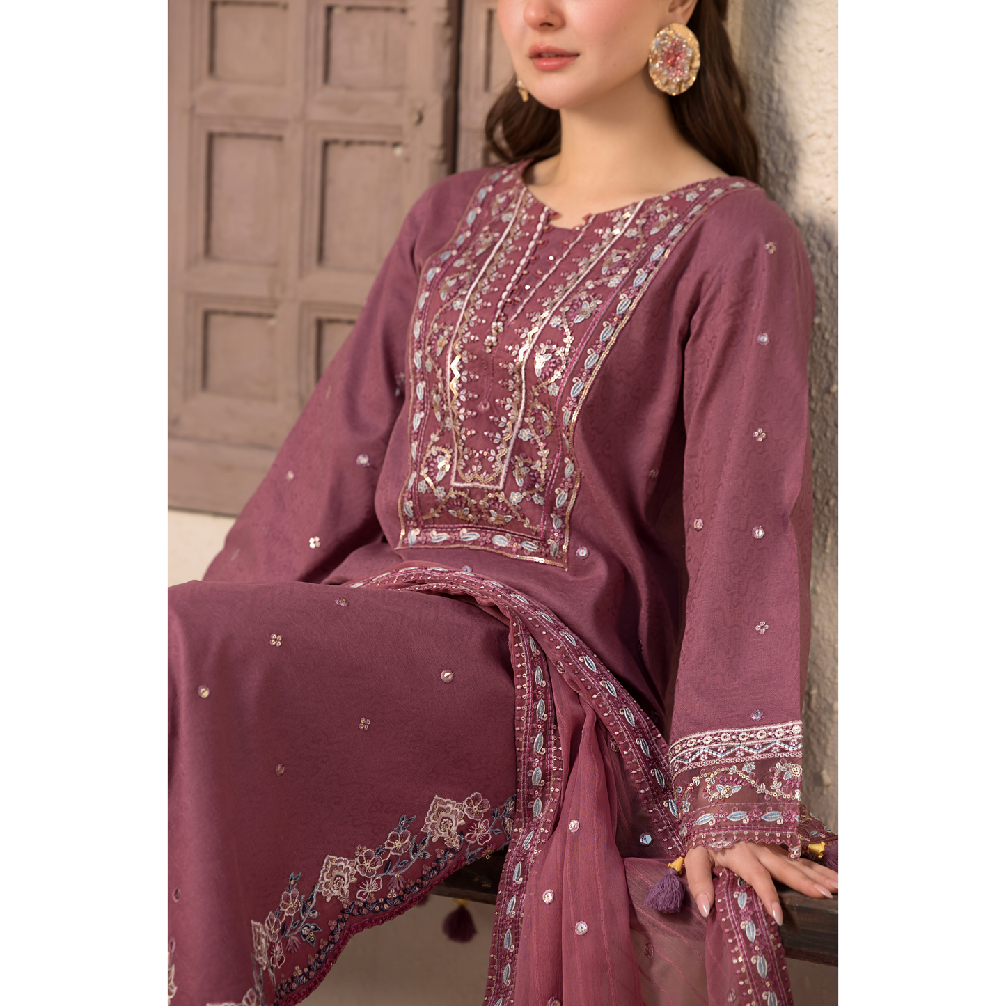 UAL-02 3 Pc Cotton Jacquard Ready to Wear Collection | Simrans