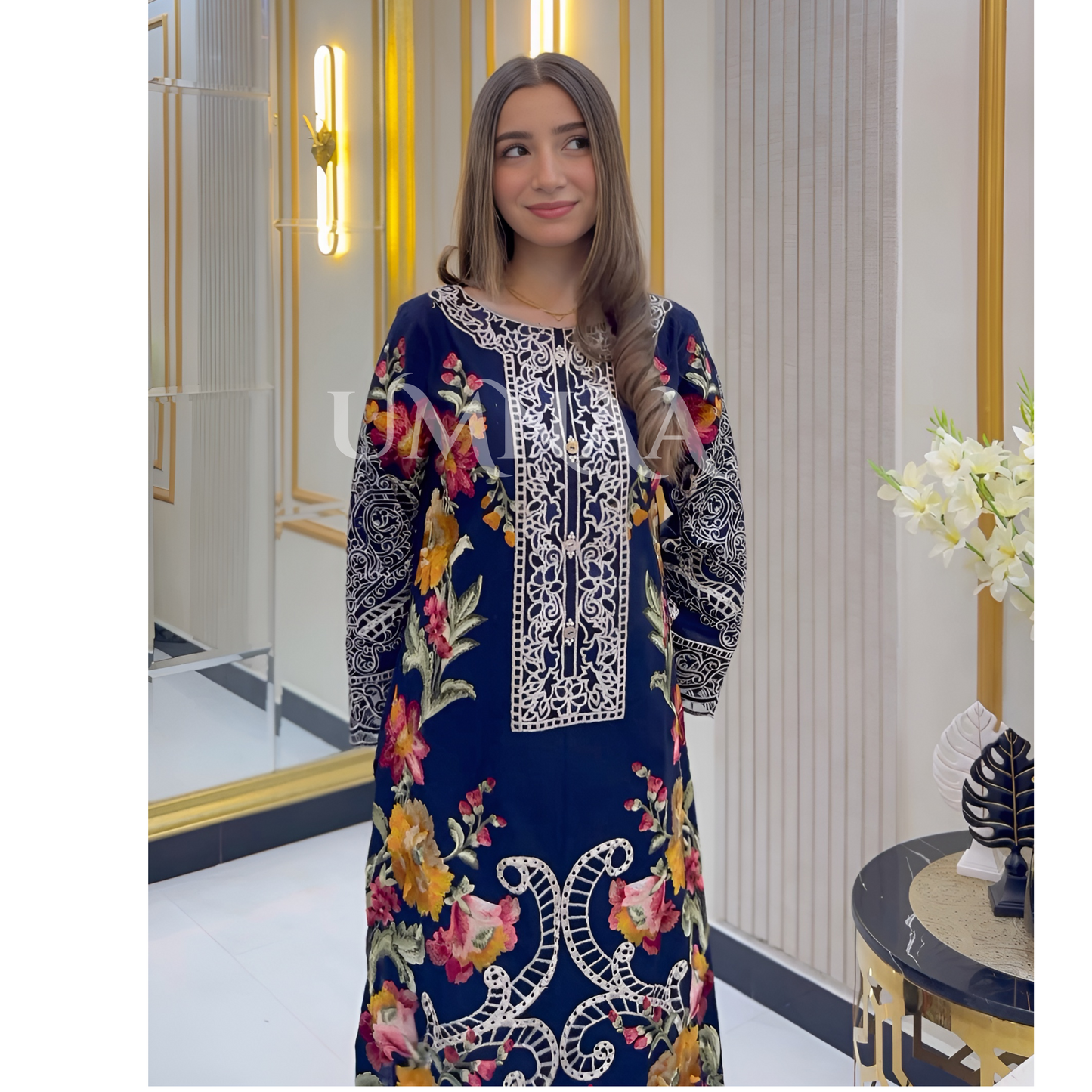 UA-38 Printed Embroidered Khaddar 3 Pc Dress | Ready to wear | UMNAA