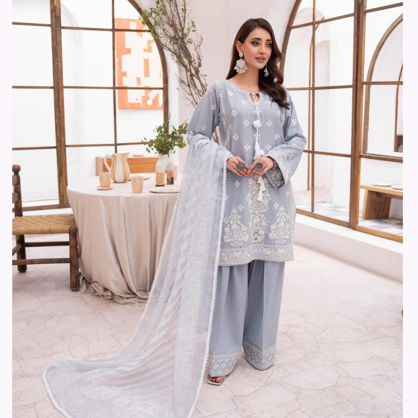 KC-1476 Embroidered Luxury Cambric Cotton farshi Shalwar Collection | Ready to Wear | Karma Collection