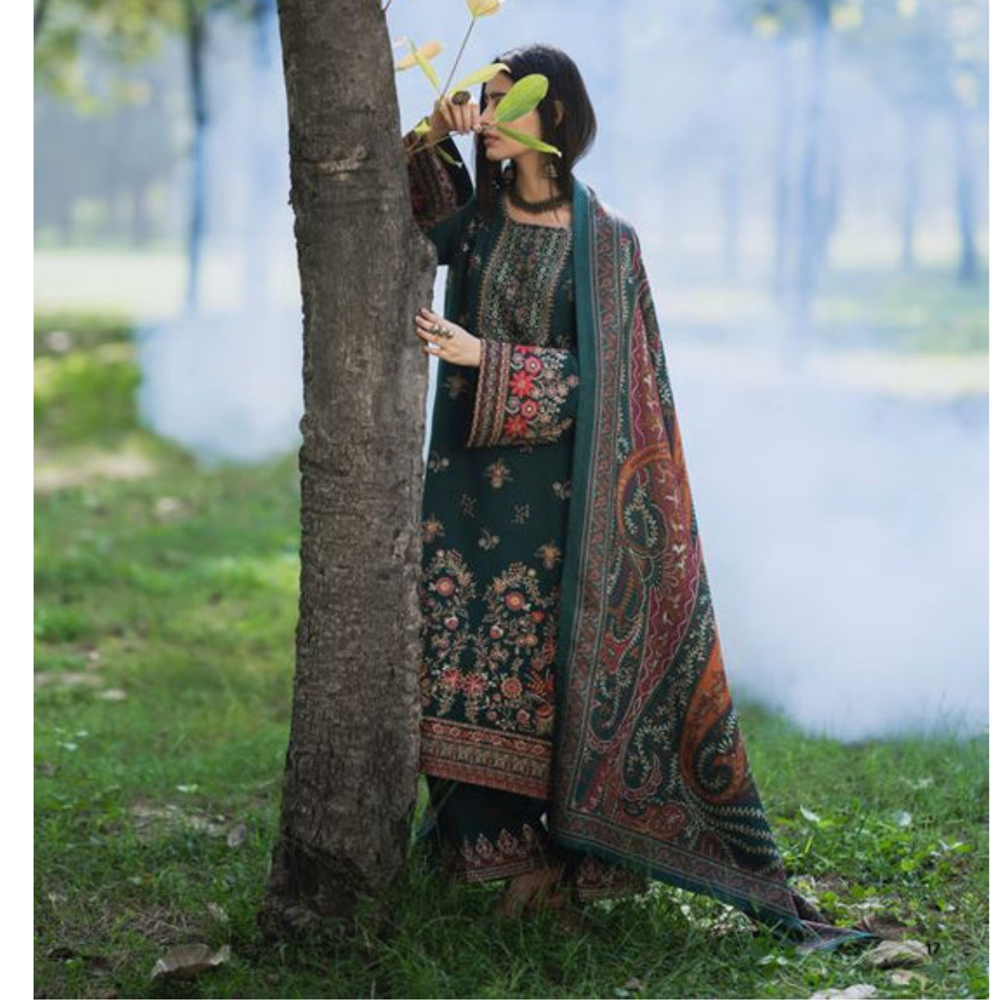 UCA-31 Embroidered Dhanak with Pashmina Shawl Winter Collection by Casuallite