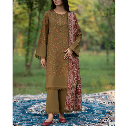 UCA-32 "Khunki" Embroidered Dhanak with Pashmina Wool Shawl Winter Collection by Casuallite