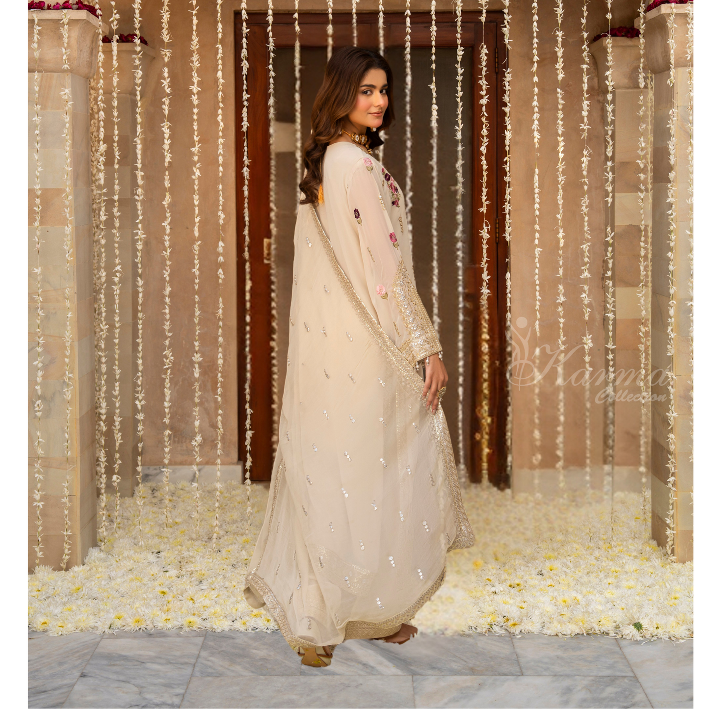 F-496 "Hayat" Embroidered Georgette Chiffon 3 Pc Collection