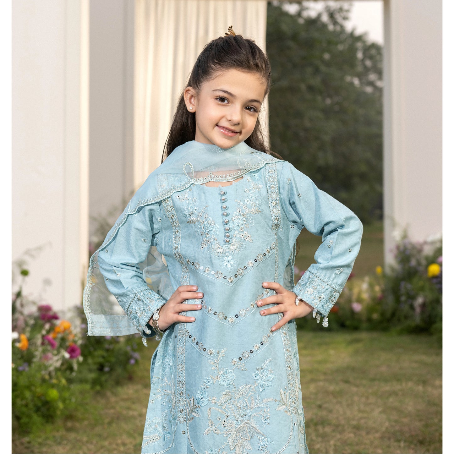UMS-56 Janan Mother Daughter Chikenkari Jacquard Eid Edit by Simrans | Ready to Wear Asian Pakistani clothes