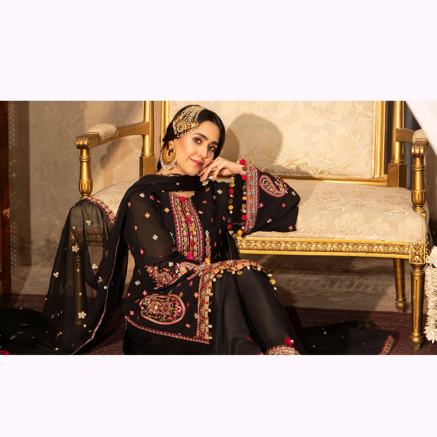 F-522 "Saj Dhaj" Embroidered Georgette Collection by Karma Collection