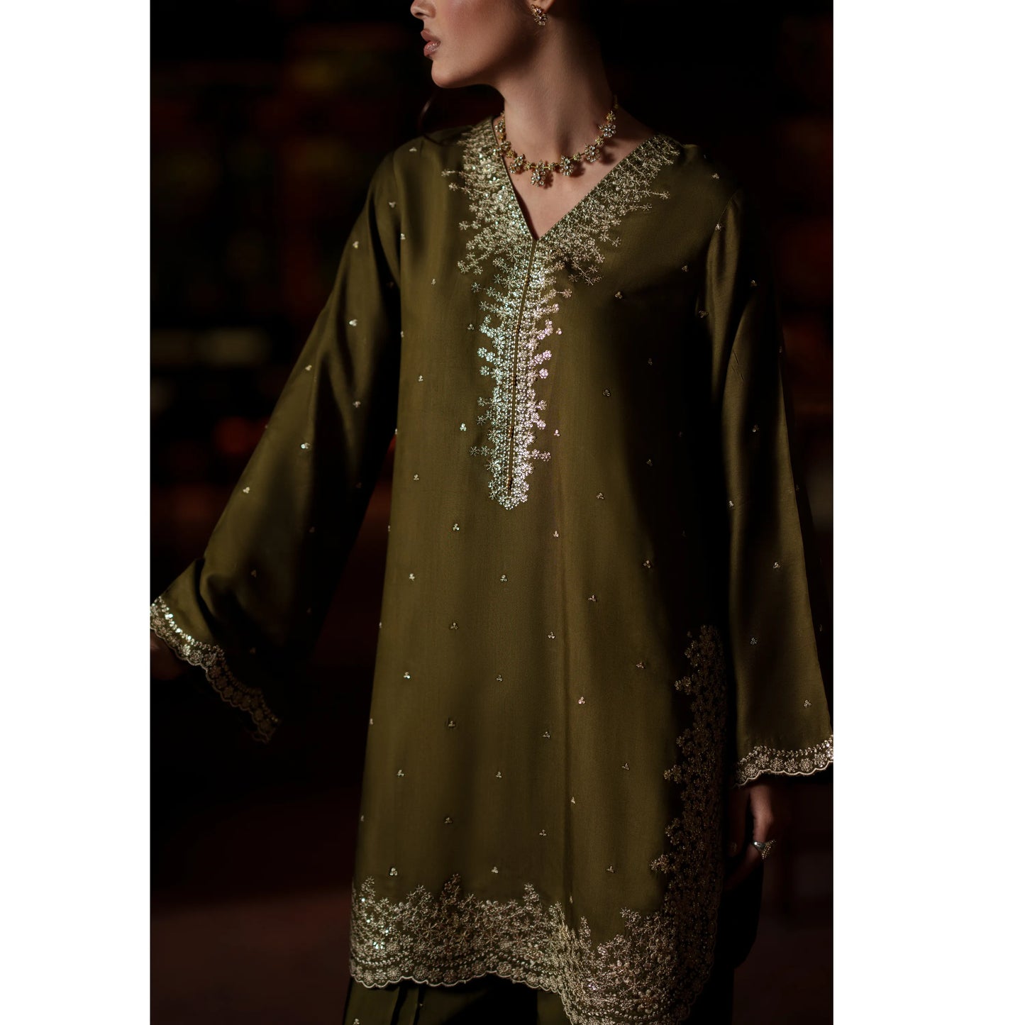 UCA-37 EALA Festive Embroidered Viscose Dress with Printed Silk Dupatta | Women’s Festive Wear Pakistani Designer Outfit by Casuallite