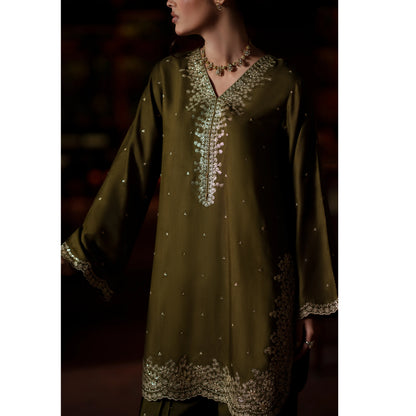 UCA-37 EALA Festive Embroidered Viscose Dress with Printed Silk Dupatta | Women’s Festive Wear Pakistani Designer Outfit by Casuallite