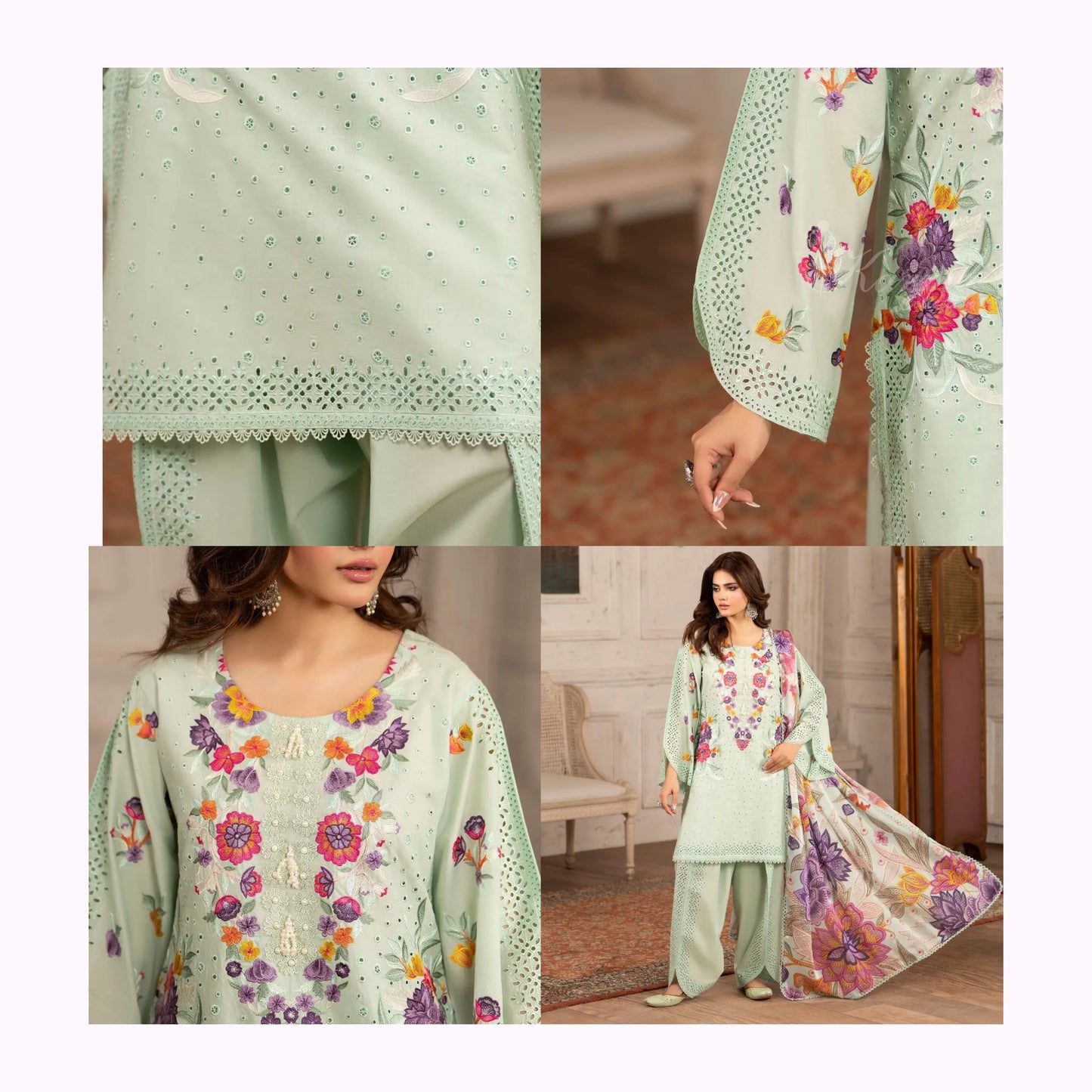 KC-1564 "Tabeer" Embroidered Festive Cambric Cotton Collection by Karma Collection