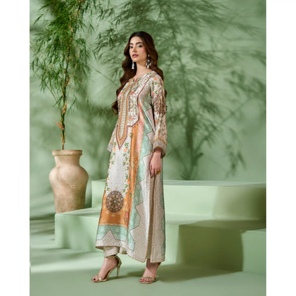 UAL-07 Printed Silk Kaftan Style Co-Ord Set Loose fit Casual Wear | Ethnic wear | ALLY'S