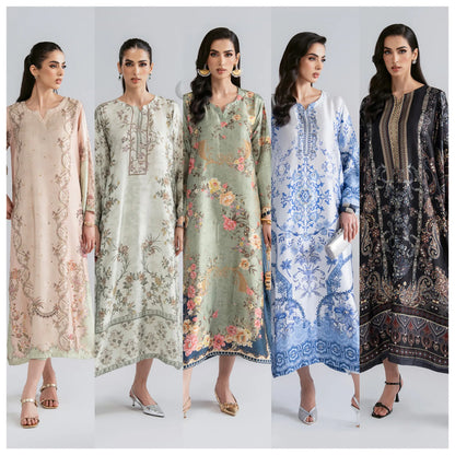 UAL-08 Printed Silk Kaftan with Trouser 2 Pc Set | Ally's