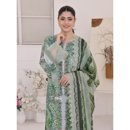 UA-94 3 Pc Embroidered Printed Summer Lawn | Ready to Wear | Umnaa