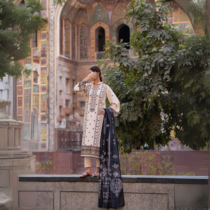 UCA-15 3 Pc Embroidered Cambric Cotton Ready to Wear Eid Collection by Casuallite