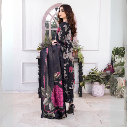3 Pc Embroidered Printed Dress with Dhanak Wool Shawl | Winter Collection | Raniya.h | UMRAH0503