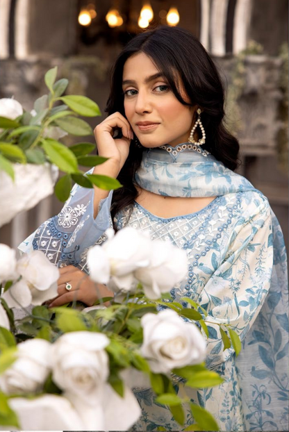BEIGE 3 Pc Chikankari Lawn Collection | SIMRANS