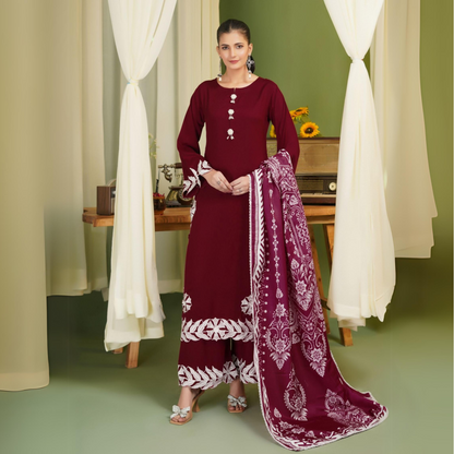 3 Pc Winter Linen Collection with Wool Shawl | Winter Collection | SIMRANS
