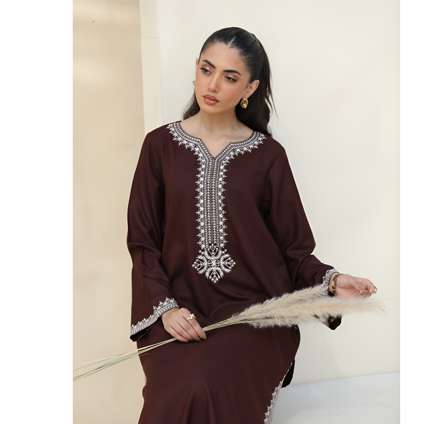 UA-28 2 Pc Embroidered Dhanak Pakistani Co-Ords Set Dress | UMNAA
