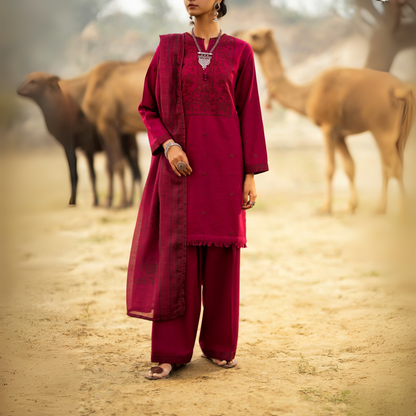 3 Pc Embroidered Khaddar Ready to Wear Collection by Casuallite | UMCAE0801