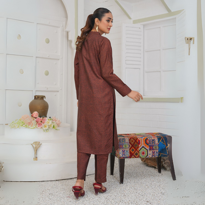 UA-31 2 Plain Boski Linen Pakistani Co-Ords Set  | Ready to Wear | UMNAA