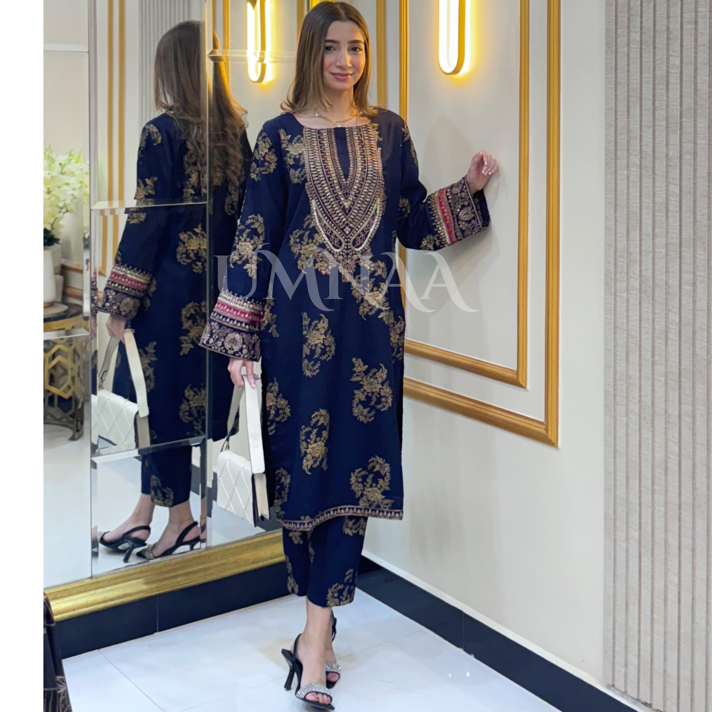 UA-34 Printed Embroidered Winter Dhanak 2 Pc Dress | Ready to wear | UMNAA