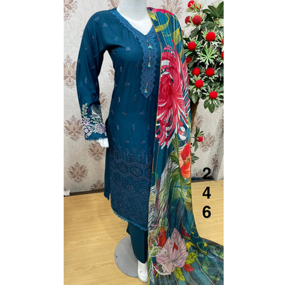 UA-46 3 Pc Luxury mother daughter Embroidered Linen Collection-UMNAA