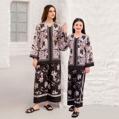 2 Pc Mother & Daughter Pakistani Printed Co-ord Set Collection by Garnet