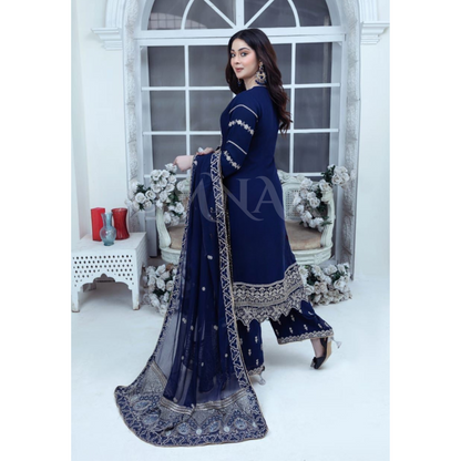 UA-59 3 Pc Luxury mother daughter Embroidered Chiffon Collection- Umnaa
