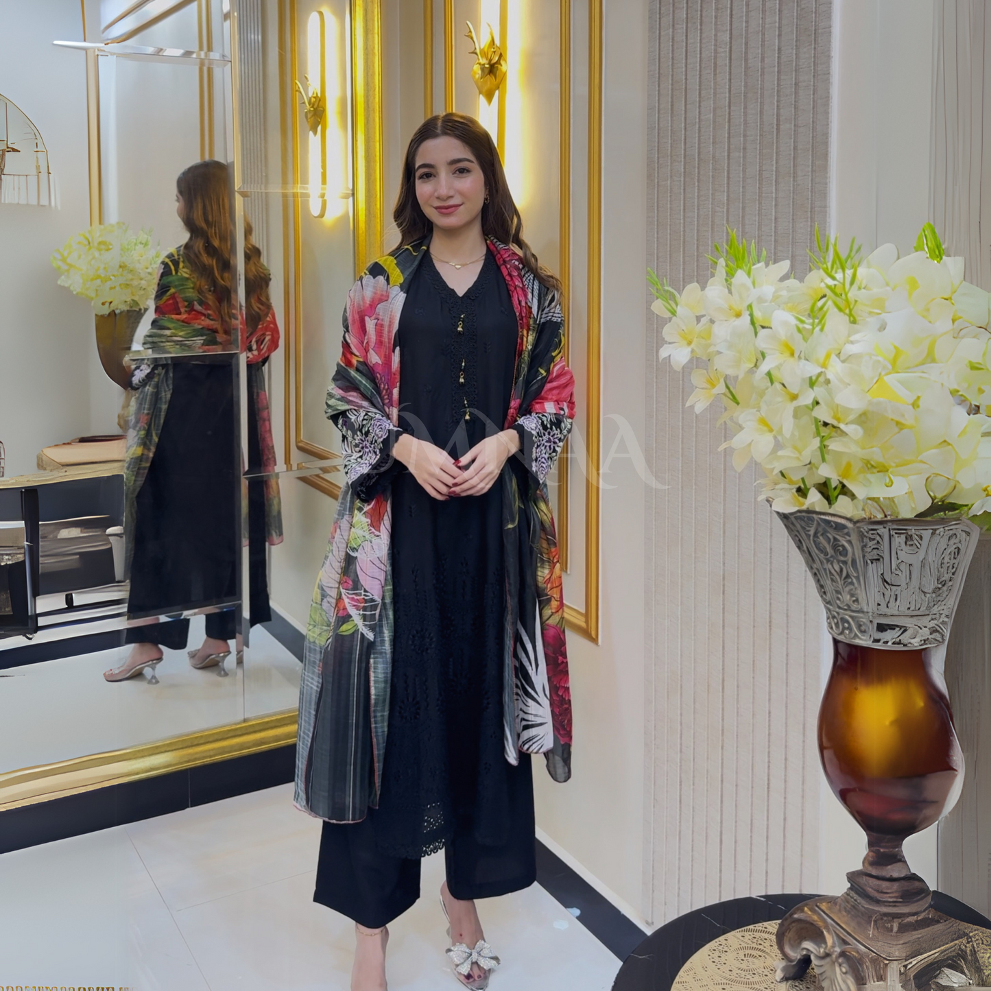 3 Pc Luxury mother daughter Embroidered Linen Collection-UMNAA