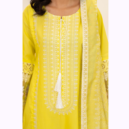 UKC-34 Embroidered Cambric Cotton Dress Ready to Wear 3 Pc - Karma Collection