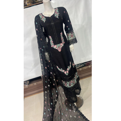 UA-65 3 Pc Luxury Embroidered Chiffon Collection- Umnaa