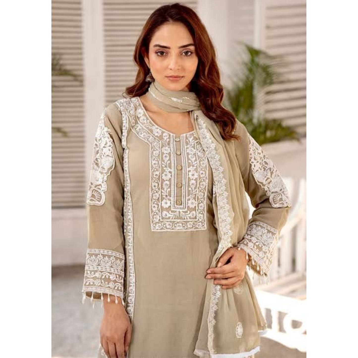UMRZ-43 Luxury Handwork Embroidered Chiffon Dress 3 Pc |Ready to Wear| Rangz