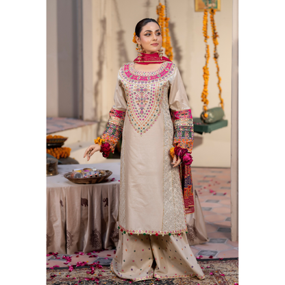KC-1432 Embroidered Cambric Cotton Dress Ready to Wear 3 Pc - Karma Collection