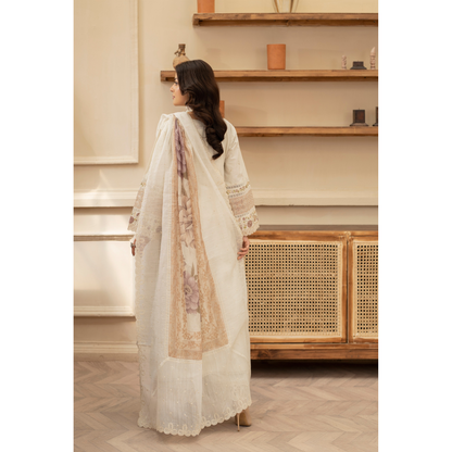 KC-1434 Embroidered Chikenkari Cambric Cotton Dress Ready to Wear 3 Pc - Karma Collection